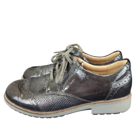 Finn Comfort Asiago Oxfords Wingtip Derby Shoes UK 7.5 US Womens 10 Black Brogue - Picture 2 of 7